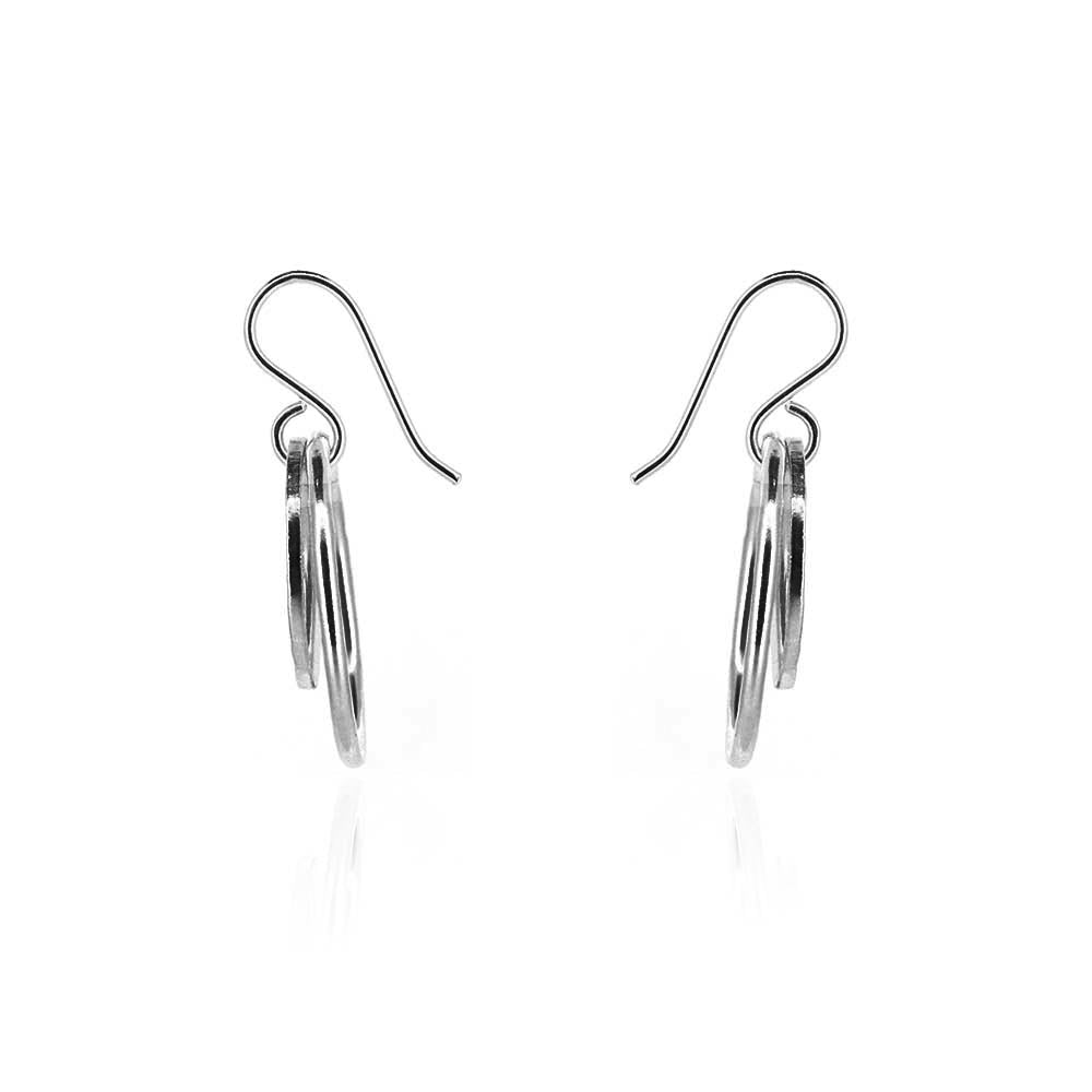 Orbit Disc Small Drop Earrings - Sterling Silver Drop Earrings