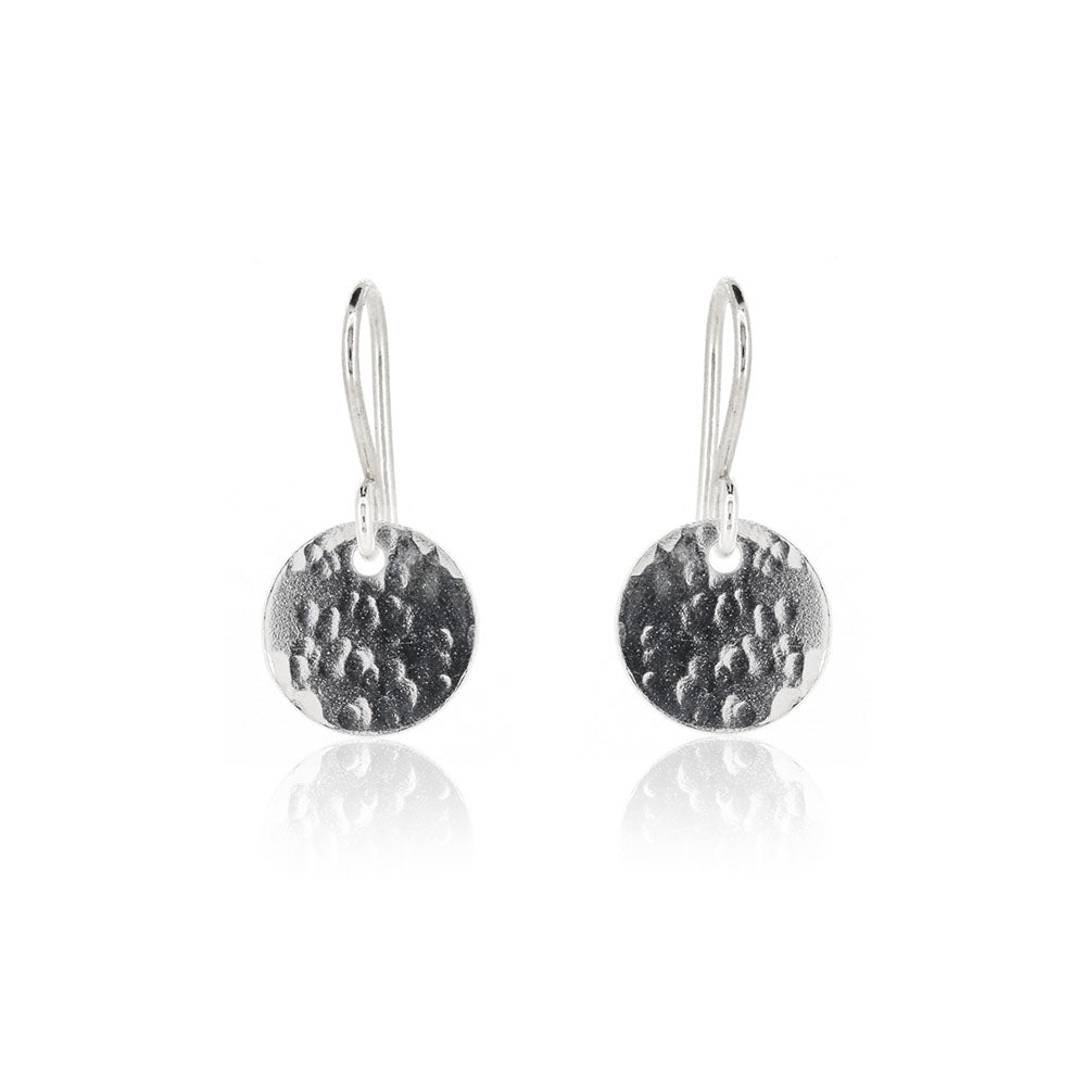 Luna Disc Small Drop Earrings - Sterling Silver Drop Earrings
