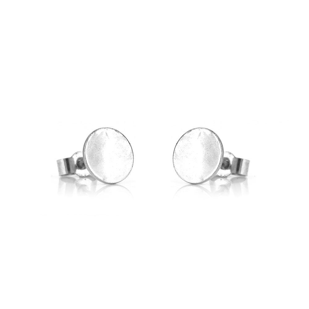Luna Disc Medium 7mm Stud Earrings - Sterling Silver Stud Earrings