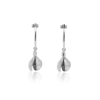 Snowdrop Hoop Earring Charm Drops - Sterling Silver Hoop Earrings