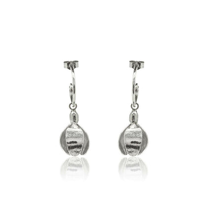 Snowdrop Hoop Earring Charm Drops - Sterling Silver Hoop Earrings