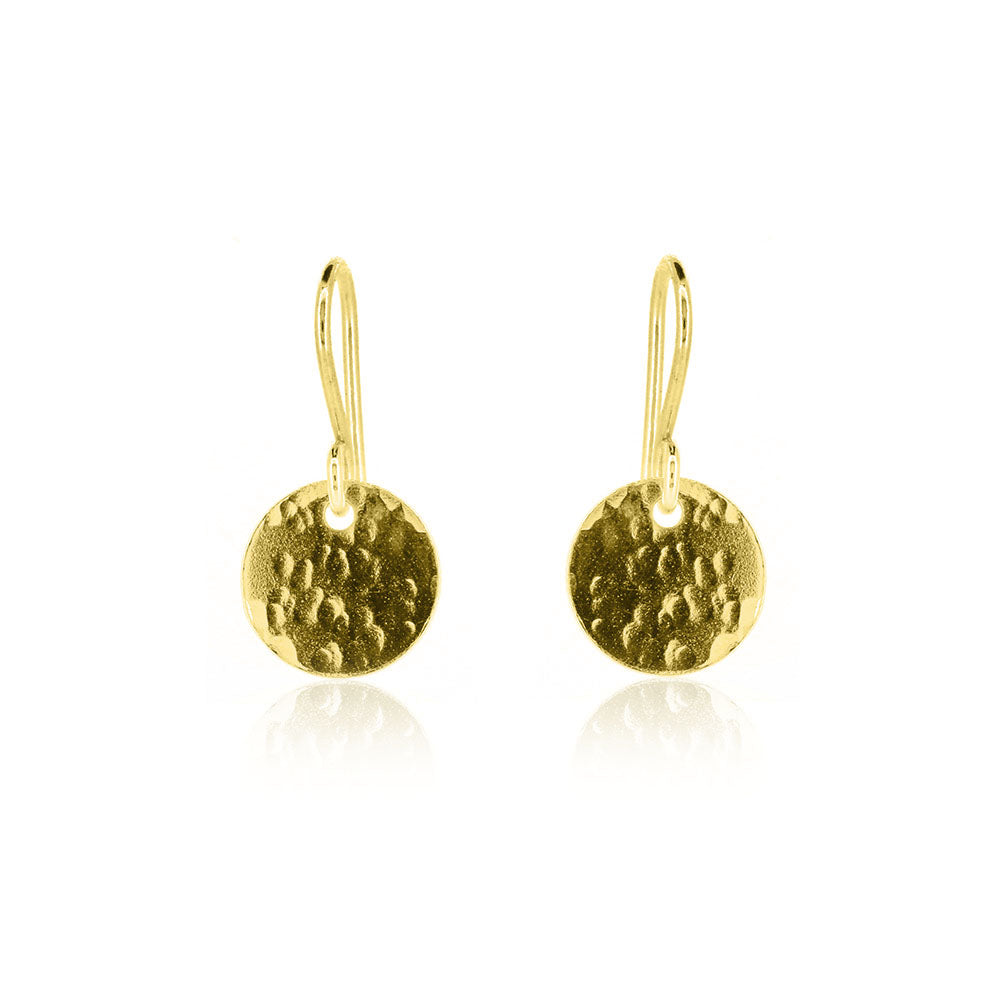 Luna Disc Small Drop Earrings - Yellow Gold Vermeil Drop Earrings
