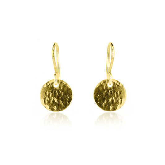 Luna Disc Small Drop Earrings - Yellow Gold Vermeil Drop Earrings