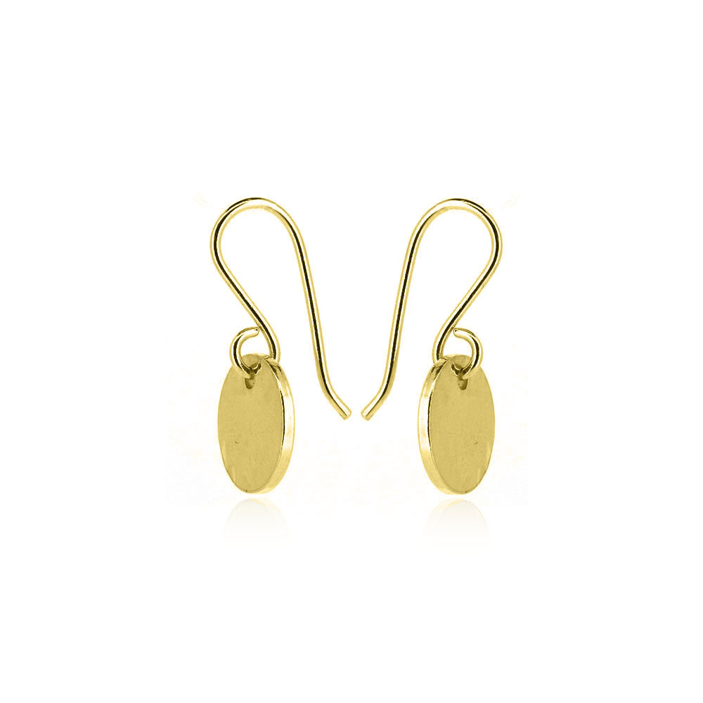 Luna Disc Small Drop Earrings - Yellow Gold Vermeil Drop Earrings
