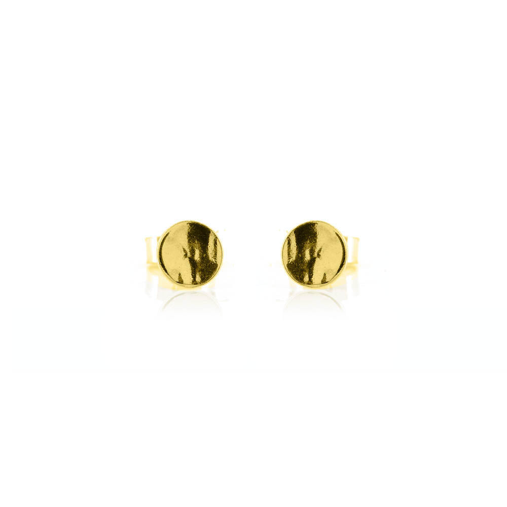 Luna Disc Small 5mm Stud Earrings - Yellow Gold Vermeil Stud Earrings