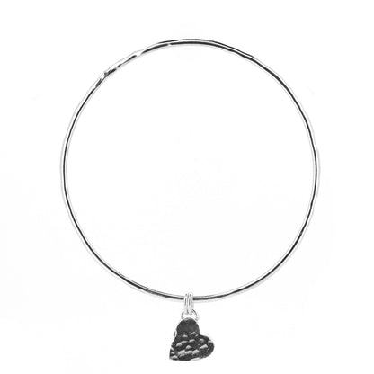 Heart Charm Bangle - Sterling Silver