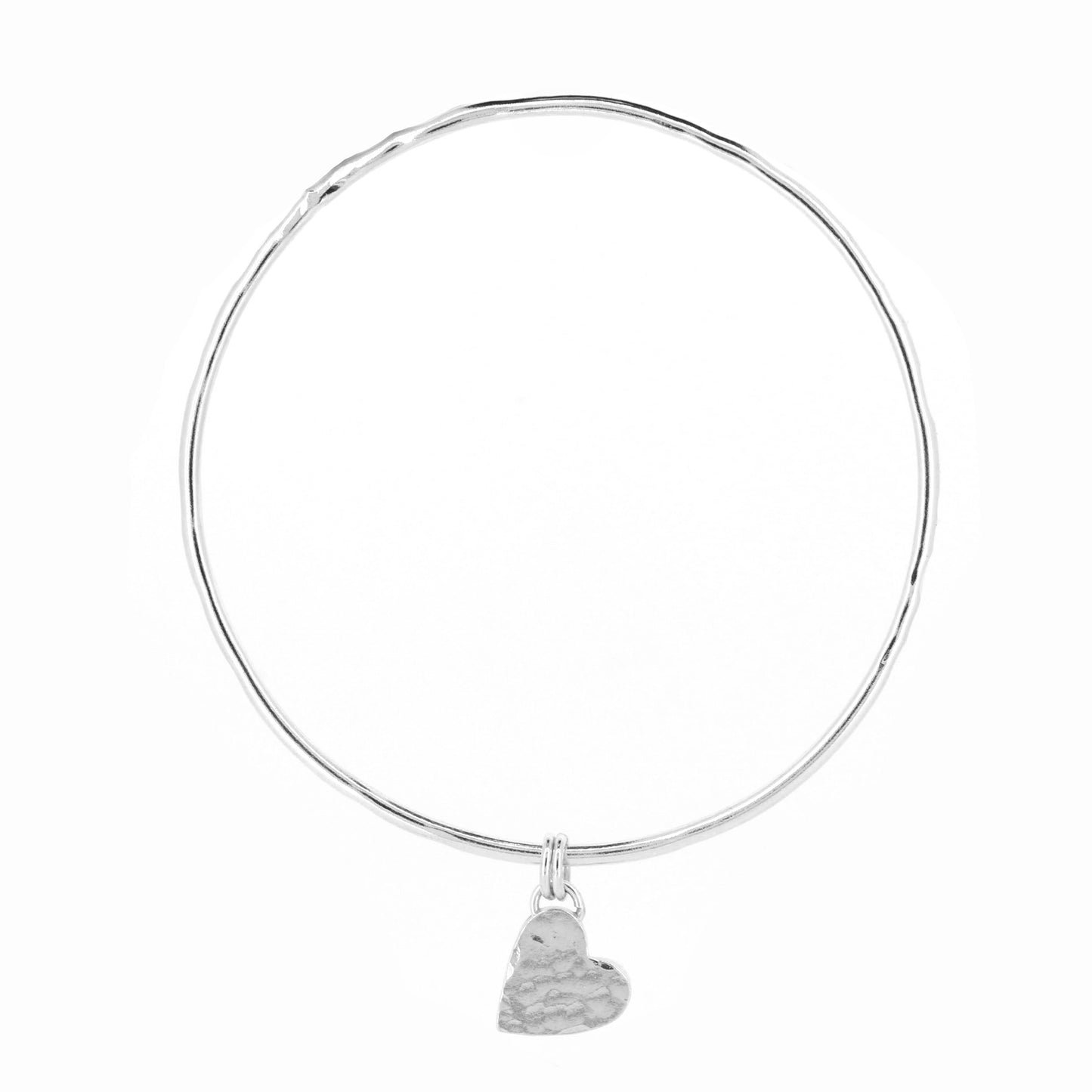 Heart Charm Bangle - Sterling Silver