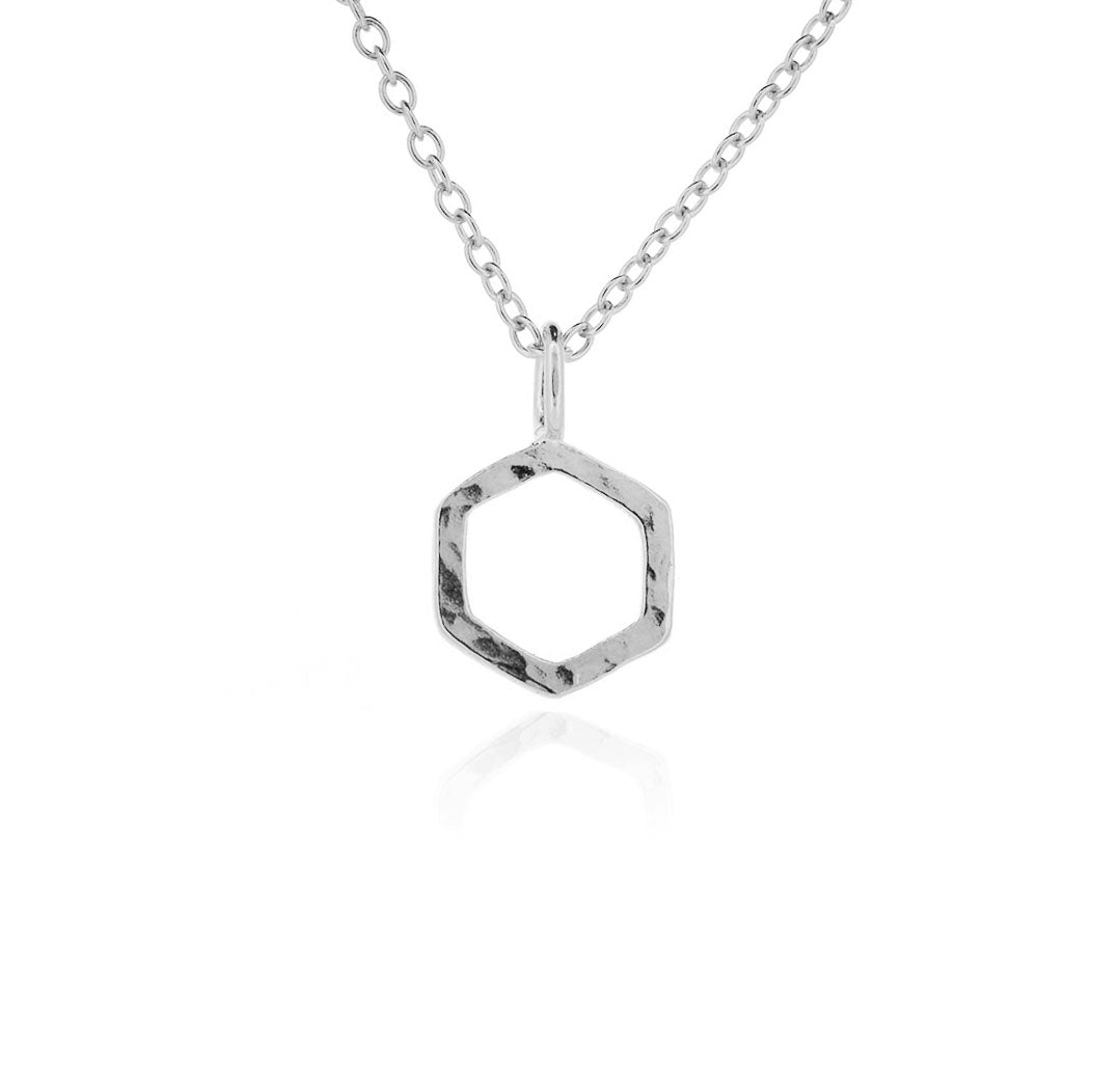 Hexagon Small Necklace - Sterling Silver Necklace