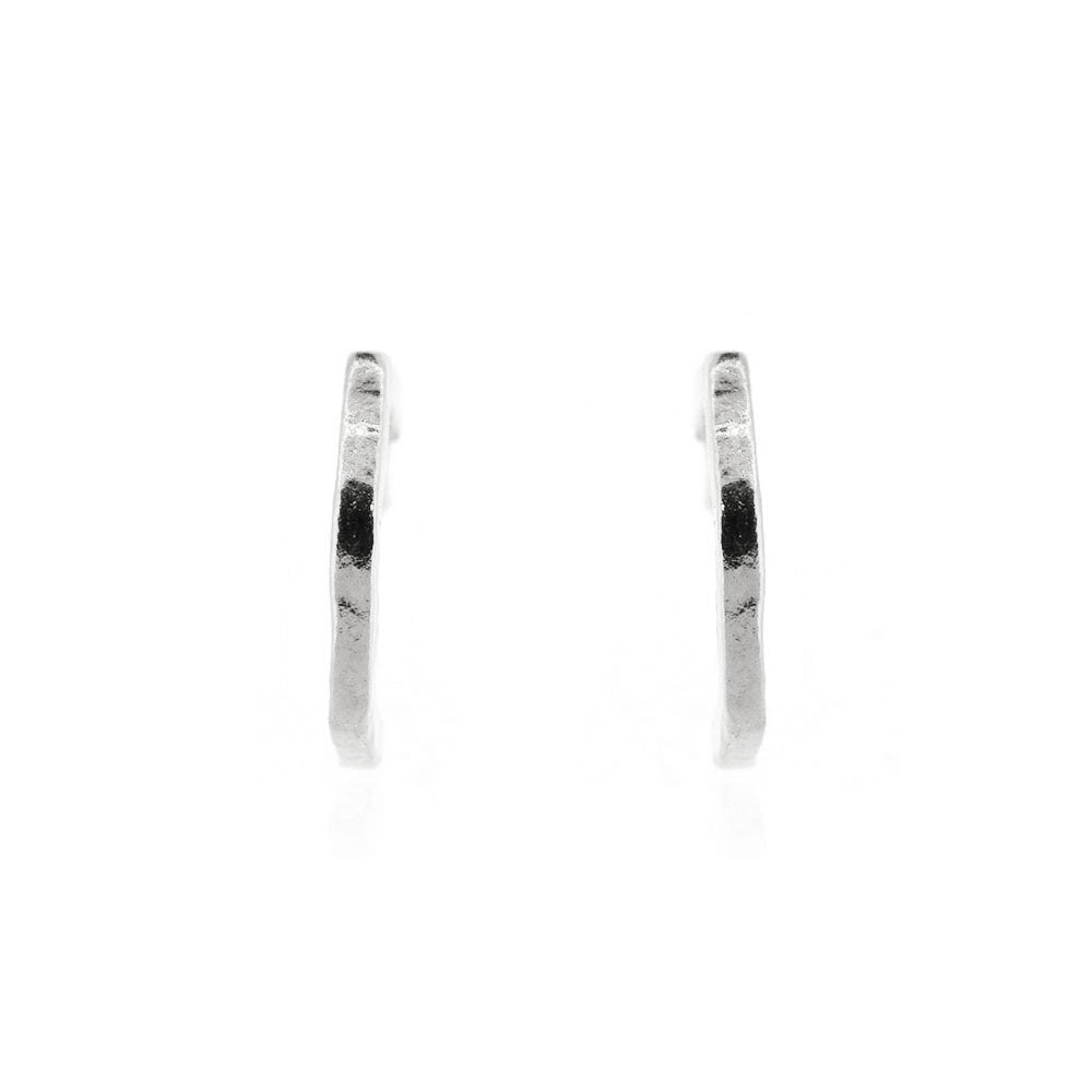 Hexagon Small Hoop Earrings - Sterling Silver Hoop Earrings