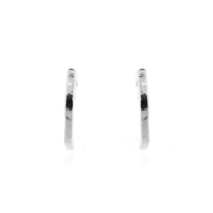 Hexagon Small Hoop Earrings - Sterling Silver Hoop Earrings