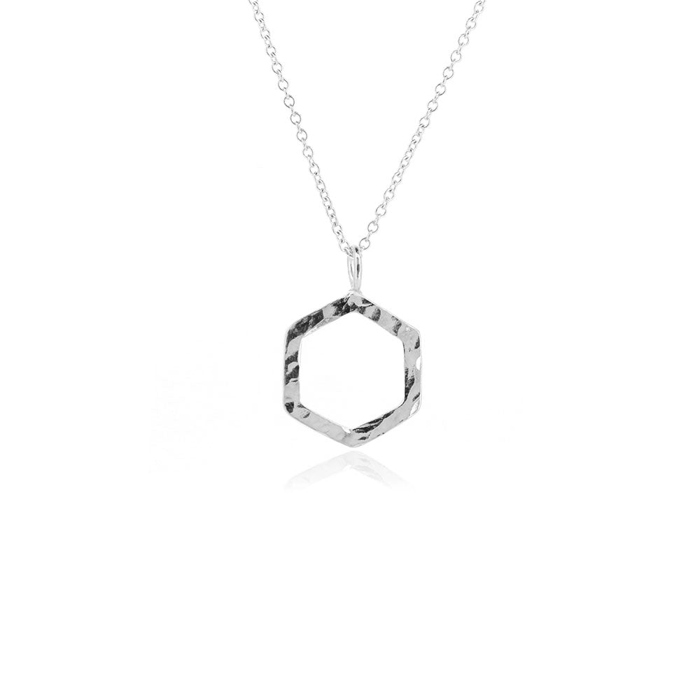 Hexagon Medium Necklace - Sterling Silver Necklace
