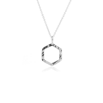 Hexagon Medium Necklace - Sterling Silver Necklace