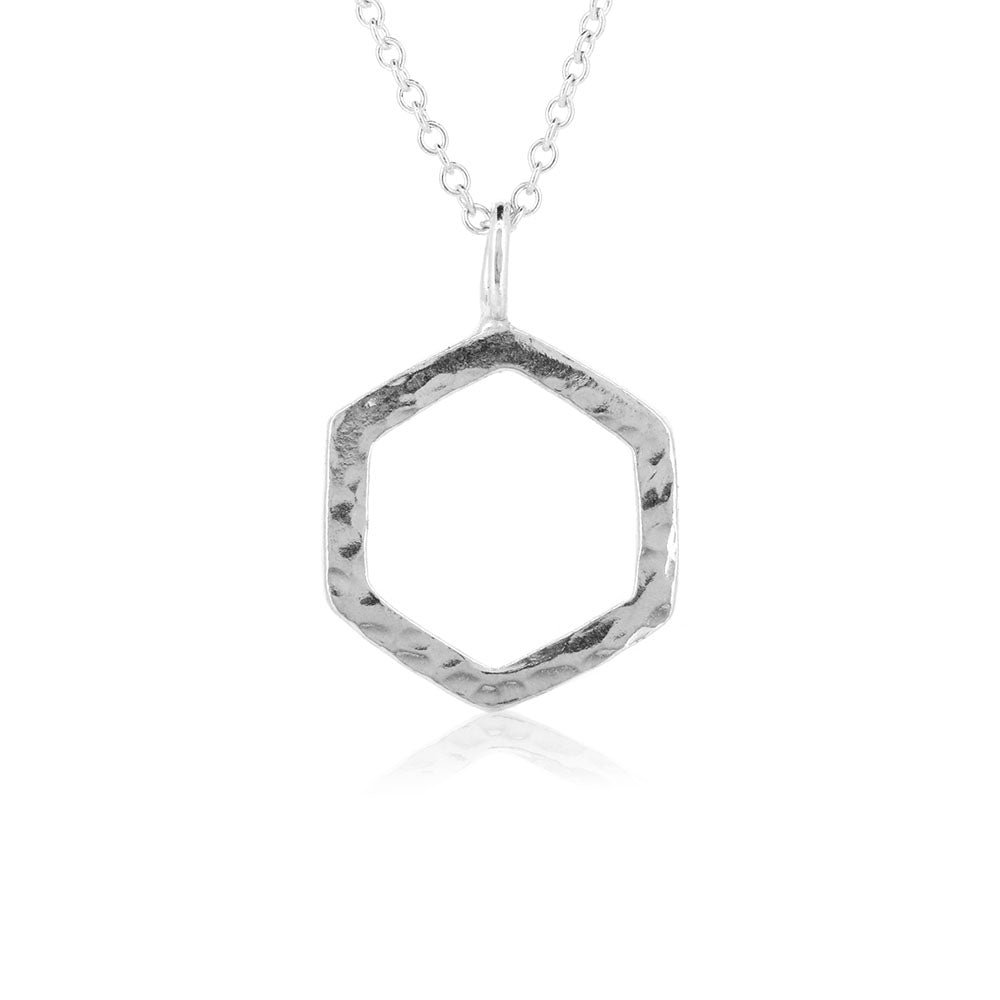 Hexagon Medium Necklace - Sterling Silver Necklace