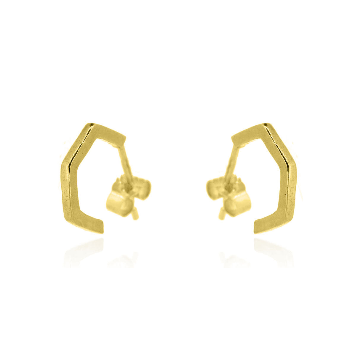 Hexagon Small Hoop Earrings - Yellow Gold Vermeil