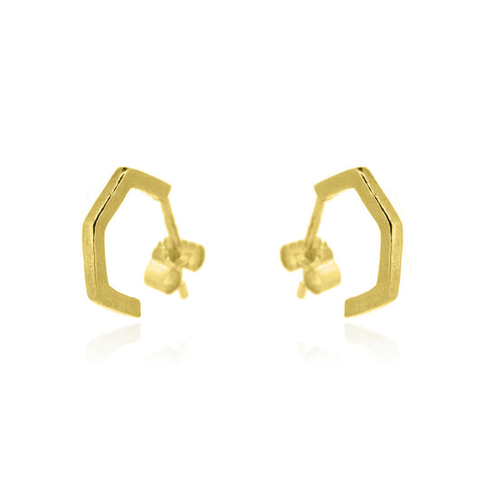 Hexagon Small Hoop Earrings - Yellow Gold Vermeil