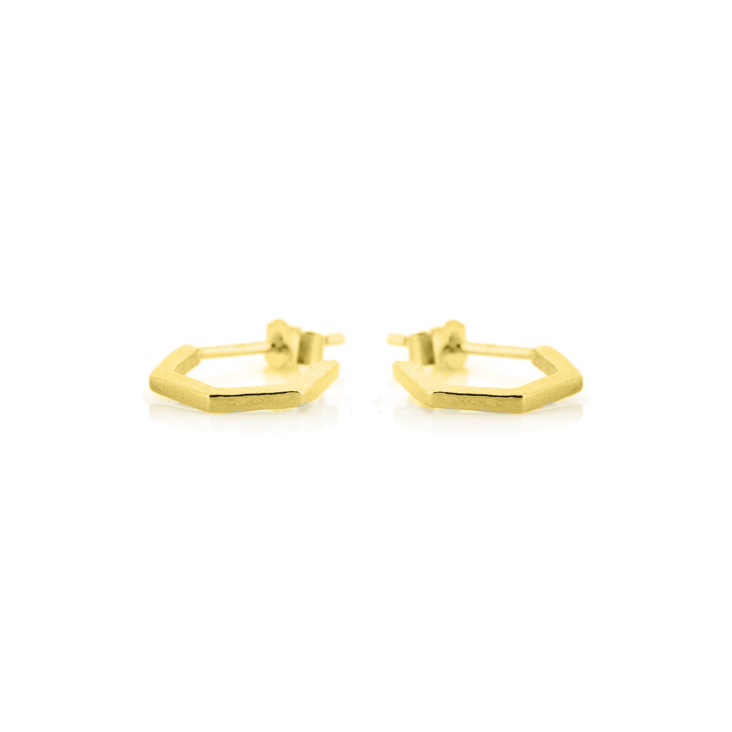 Hexagon Small Hoop Earrings - Yellow Gold Vermeil