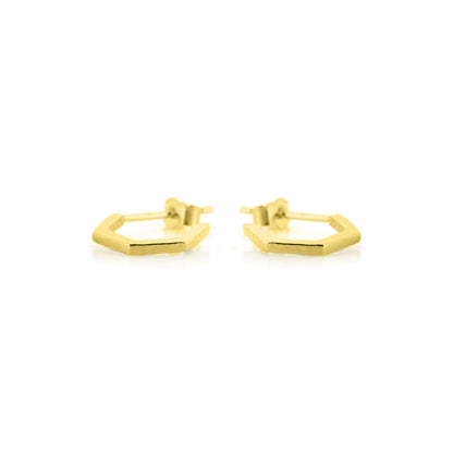 Hexagon Small Hoop Earrings - Yellow Gold Vermeil