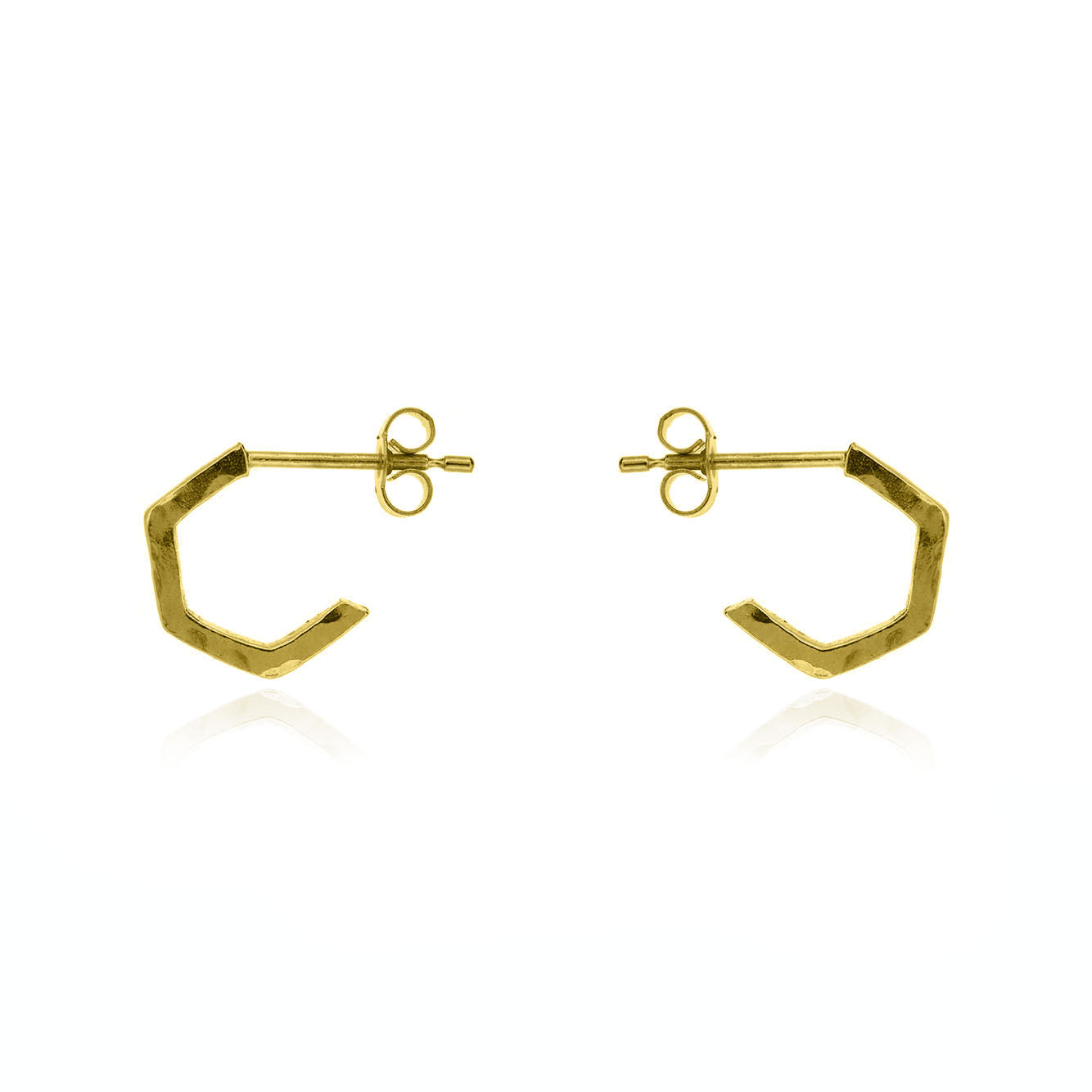 Hexagon Small Hoop Earrings - Yellow Gold Vermeil