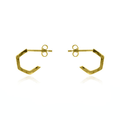 Hexagon Small Hoop Earrings - Yellow Gold Vermeil