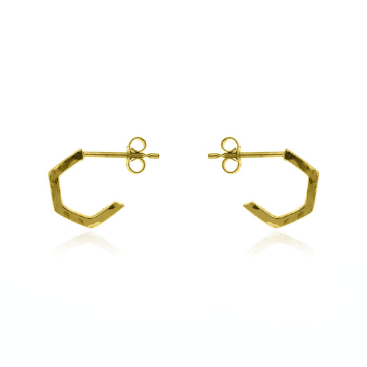 Hexagon Small Hoop Earrings - Yellow Gold Vermeil
