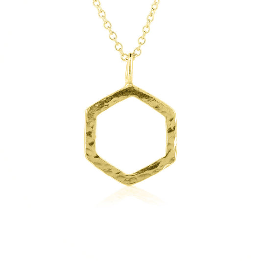 Hexagon Medium Necklace - Yellow Gold Vermeil Necklace