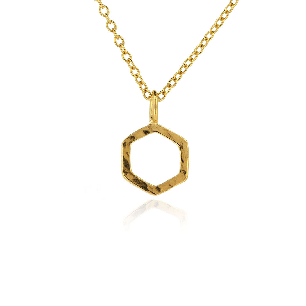 Hexagon Small Necklace - Yellow Gold Vermeil Necklace