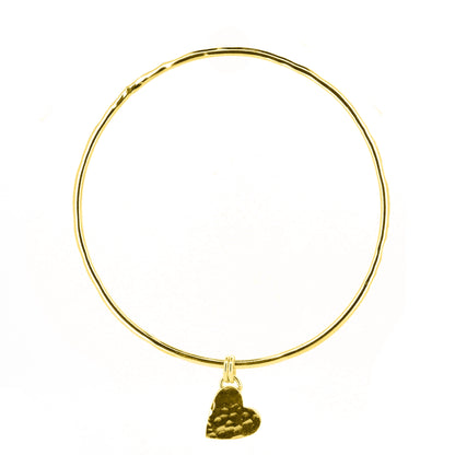 Heart Charm Bangle - Yellow Gold Vermeil