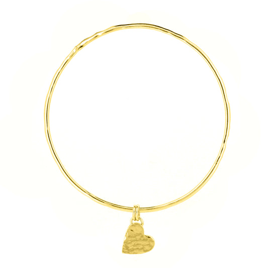 Heart Charm Bangle - Yellow Gold Vermeil