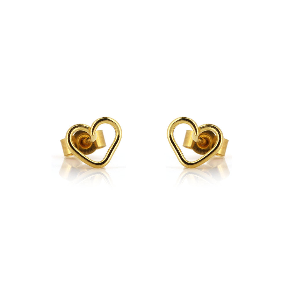 Heart Outline Stud Earrings - Yellow Gold Vermeil Stud Earrings