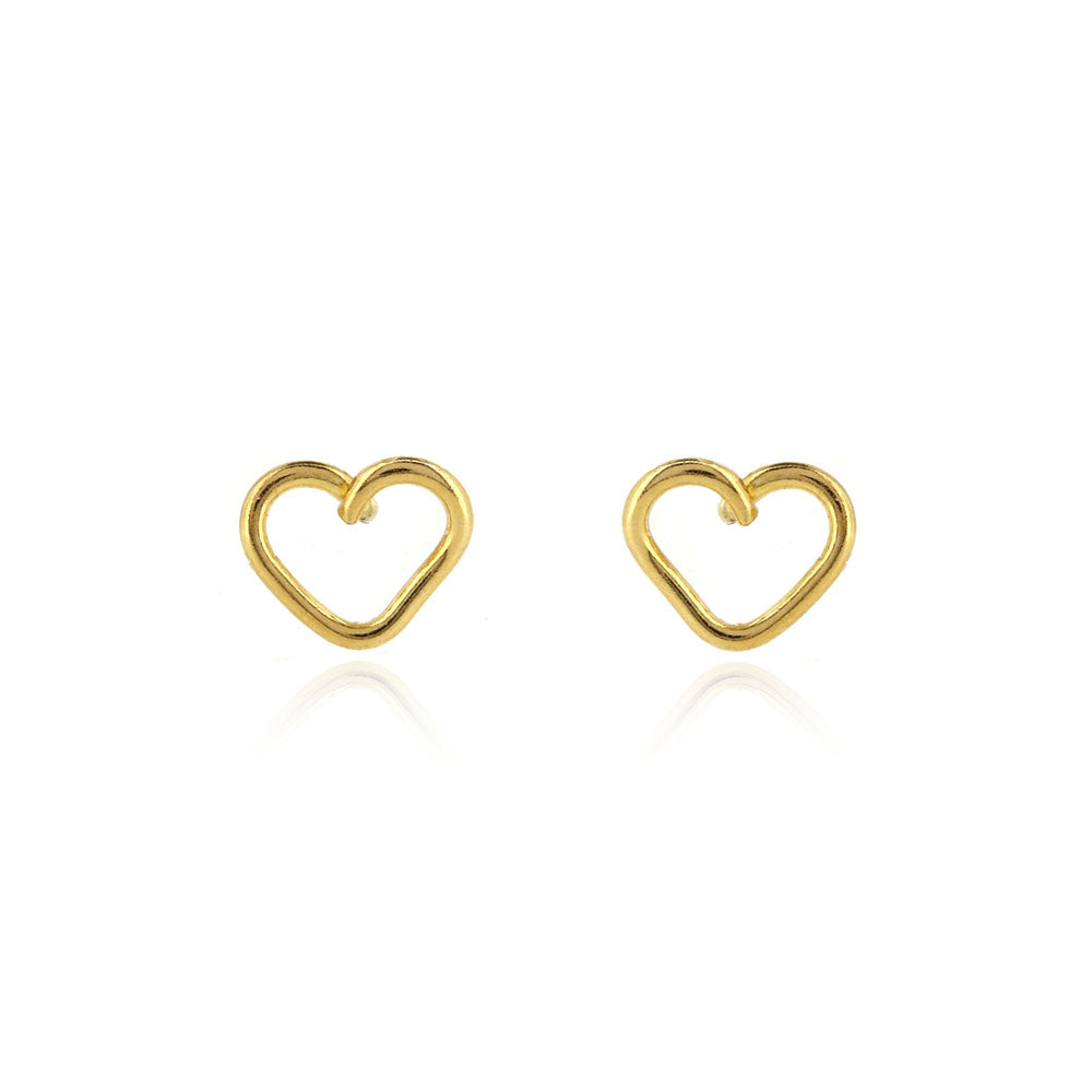 Heart Outline Stud Earrings - 9ct Yellow Gold Stud Earrings