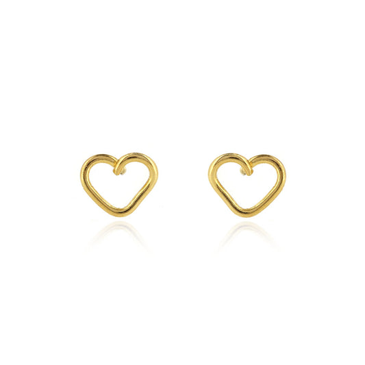 Heart Outline Stud Earrings - 9ct Yellow Gold Stud Earrings