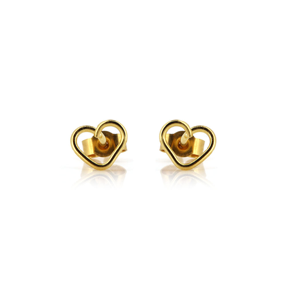 Heart Outline Stud Earrings - Yellow Gold Vermeil Stud Earrings