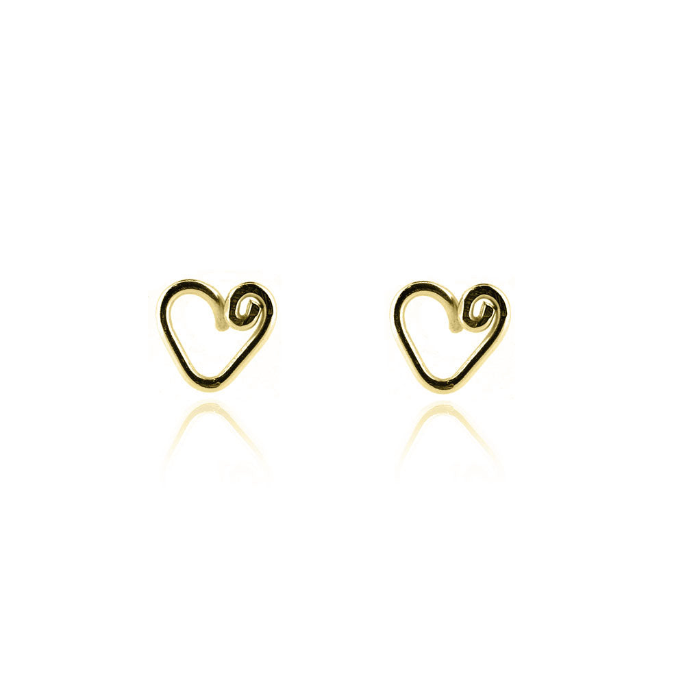 Heart Spiral Stud Earrings - 9ct Yellow Gold Stud Earrings