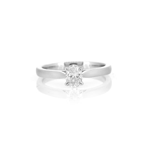Grace Silver Lab-Grown Oval Diamond Solitaire Ring