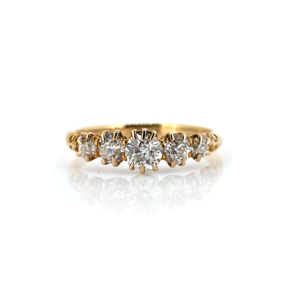 Antique Victorian 18ct Gold Five-Stone Diamond Ring, circa 1890