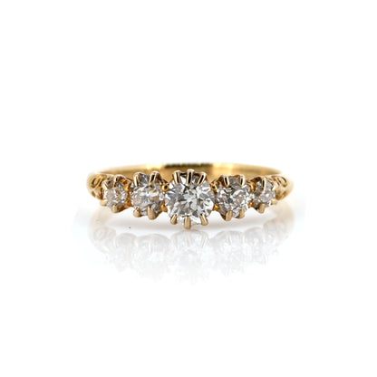 Antique Victorian 18ct Gold Five-Stone Diamond Ring, circa 1890