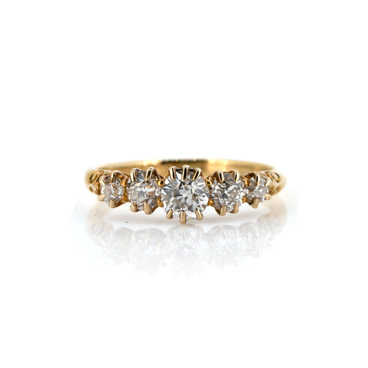 Antique Victorian 18ct Gold Five-Stone Diamond Ring, circa 1890