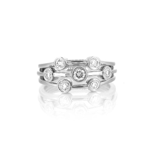 Grace Silver Three-Row Lab-Grown Diamond Ring