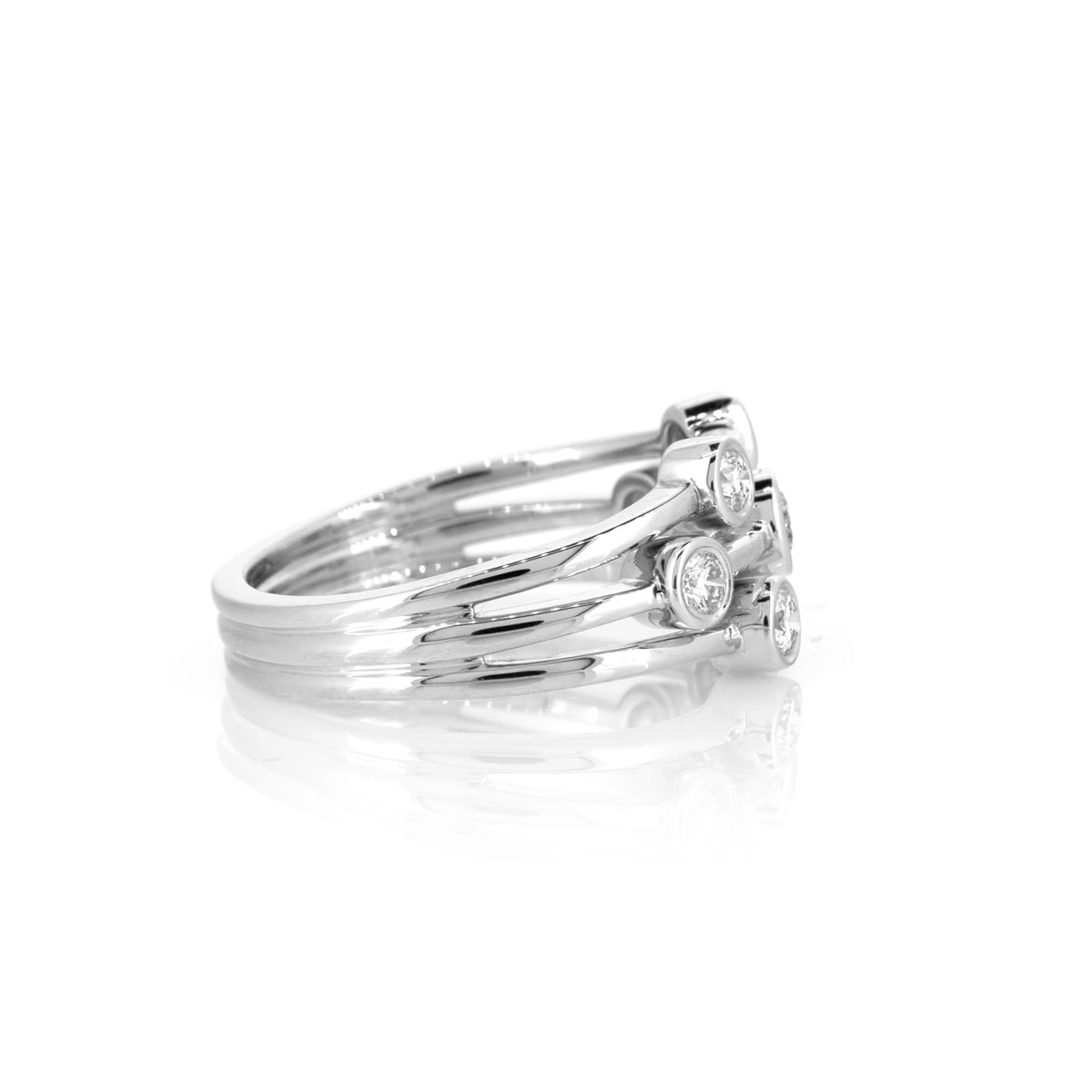 Grace Silver Three-Row Lab-Grown Diamond Ring