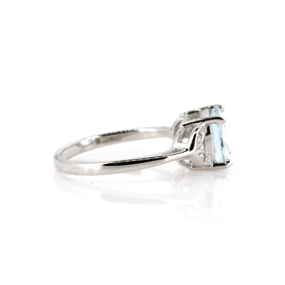 Grace 9ct White Gold Cushion-Cut Aquamarine & Diamond Ring