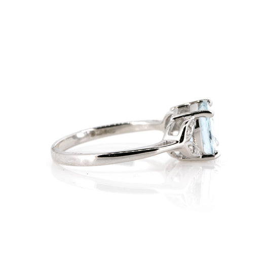 Grace 9ct White Gold Cushion-Cut Aquamarine & Diamond Ring