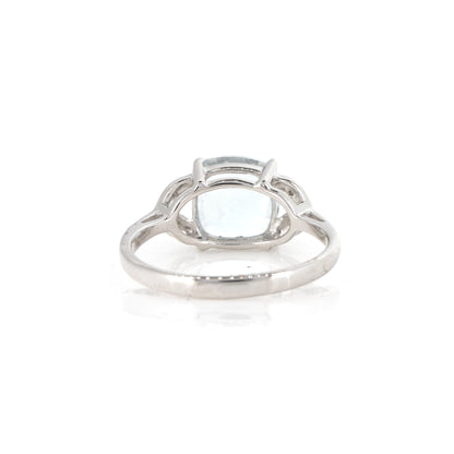 Grace 9ct White Gold Cushion-Cut Aquamarine & Diamond Ring