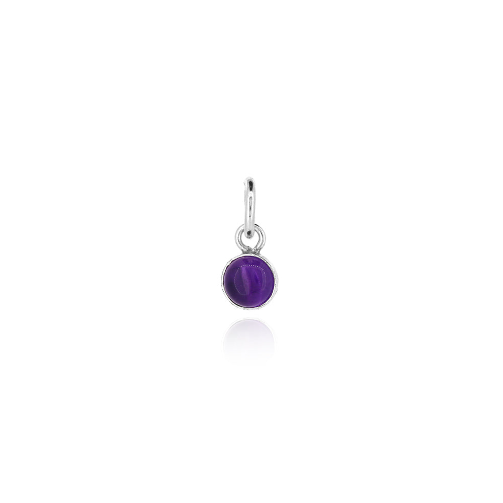 Iria Amethyst 5mm Charm - Sterling Silver Pendants and Charms