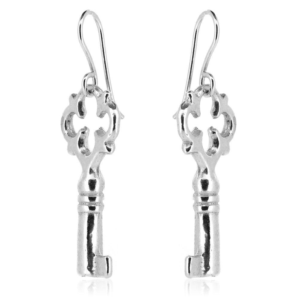 Key Drop Earrings - Sterling Silver Drop Earrings
