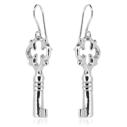 Key Drop Earrings - Sterling Silver Drop Earrings