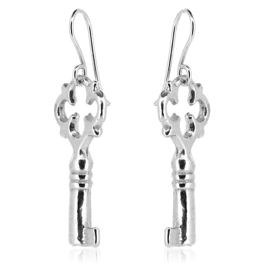 Key Drop Earrings - Sterling Silver Drop Earrings
