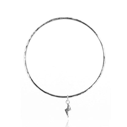 Lightning Bolt Charm Bangle - Sterling Silver Bangles