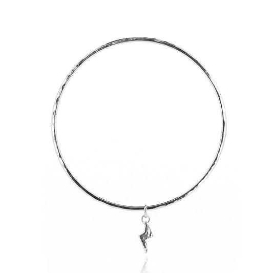 Lightning Bolt Charm Bangle - Sterling Silver Bangles