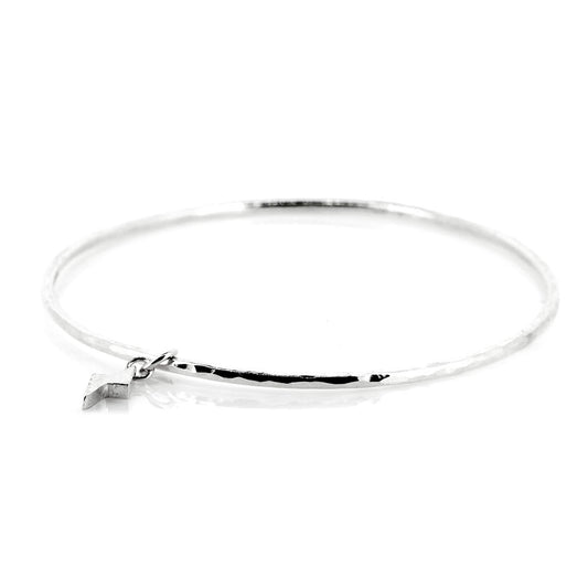 Lightning Bolt Charm Bangle - Sterling Silver Bangles