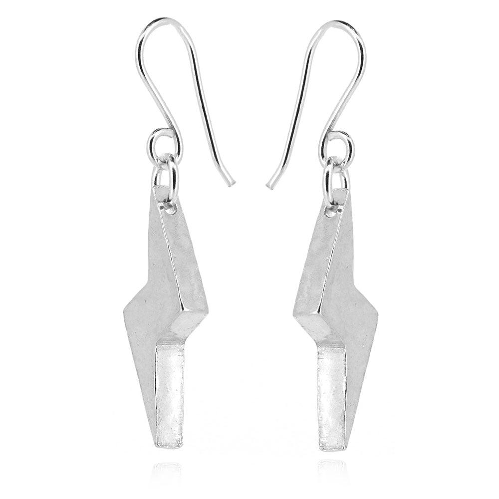 Lightning Bolt Large Drop Earrings - Sterling Silver Drop Earrings